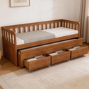 Ver imagem 4 de Cama Solteiro com Auxiliar 188x88cm 3 Gavetas Orien Avelã B11 - Mpozenato