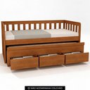 Ver imagem 3 de Cama Solteiro com Auxiliar 188x88cm 3 Gavetas Orien Avelã B11 - Mpozenato