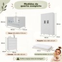 Ver imagem 7 de Quarto de Bebê Completo com Berço Americano 3 em 1 e Colchão Incluso Flor Multimóveis MP4930