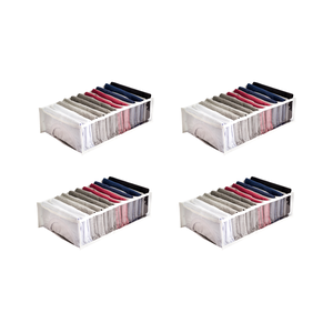 Kit com 4 Organizadores para Gaveta, Closet e Armários Grande com 11 Nichos 10x40x25 Cor:Branco