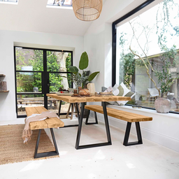Conjunto de Mesa e Bancos Rústicos | Estrutura Retangular - 160cm - 9