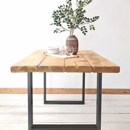 Conjunto de Mesa e Bancos Rústicos | Estrutura Retangular - 160cm - 2