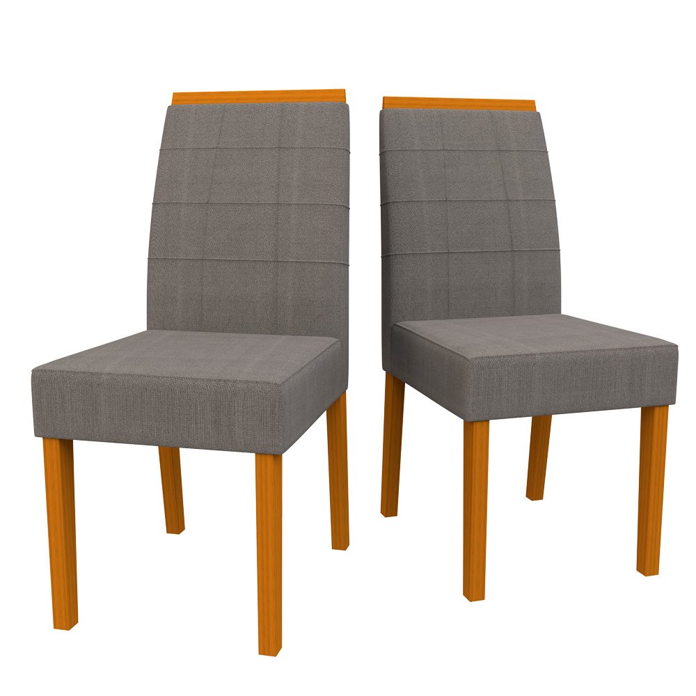 Conjunto Com 2 Cadeiras Para Sala de Jantar Isis Ypê Veludo Cinza LO01 New Ceval 13034/320 - YPE/LO0