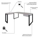 Ver imagem 4 de Mesa em L Presidente C-01 Gav. 190x160x75cm Yon - Off White-Est.Preta Off White-Est.Preta