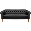 Ver imagem 1 de Sofá Chesterfield 3 Lugares Pés Luís Xv Capitonê Corino Preto:corino Preto