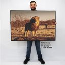 Ver imagem 2 de Quadro Decorativo em Canvas Leão Predador - Chassi - 120 x 80cm
