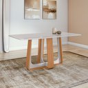 Ver imagem 1 de Mesa de Jantar Retangular 6 Lugares 170 Tampo Mdf/vidro Easy Pop Amendoa/off White