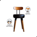 Ver imagem 3 de Banqueta Baixa 2un Encosto Ergonomico P/ Cozinhas Pé Palito Bancos Ilhas Bancadas Madeira Preta