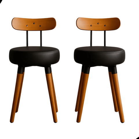 Banqueta Baixa 2un Encosto Ergonomico P/ Cozinhas Pé Palito Bancos Ilhas Bancadas Madeira Preta