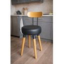 Ver imagem 4 de Banqueta Baixa 2un Encosto Ergonomico P/ Cozinhas Pé Palito Bancos Ilhas Bancadas Madeira Preta