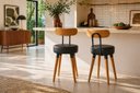 Ver imagem 1 de Banqueta Baixa 2un Encosto Ergonomico P/ Cozinhas Pé Palito Bancos Ilhas Bancadas Madeira Preta