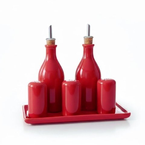 Galheteiro Gourmet 6 Peças em Cerâmica Elegância e Organização para Sua Mesa Posta,bandeja e Bico do