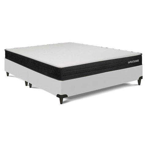 Cama Box com Colchão Queen Poli D45 Ortoclass Espuma Branco Ortobom