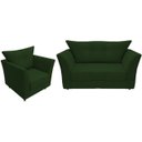 Ver imagem 1 de Kit Namoradeira + 1 Poltrona Decorativa Isis Suede Verde Pés Madeira Mz Decor