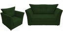 Ver imagem 1 de Kit Namoradeira + 1 Poltrona Decorativa Isis Suede Verde Pés Madeira Mz Decor