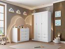 Ver imagem 2 de Quarto Infantil Bebê Ayla Cômoda e Guarda Roupa Branco