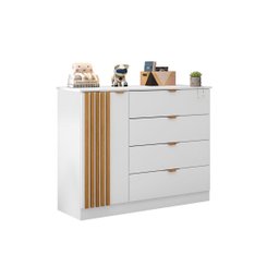 Quarto Infantil Bebê Ayla Cômoda e Guarda Roupa Branco - 3