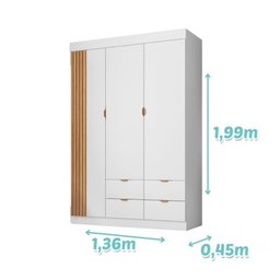 Quarto Infantil Bebê Ayla Cômoda e Guarda Roupa Branco - 7