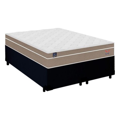 Cama Box Casal Bipartido Suede + Colchão Lis Molas Ensacadas Superpocket Plumatex 138cm – Suporta