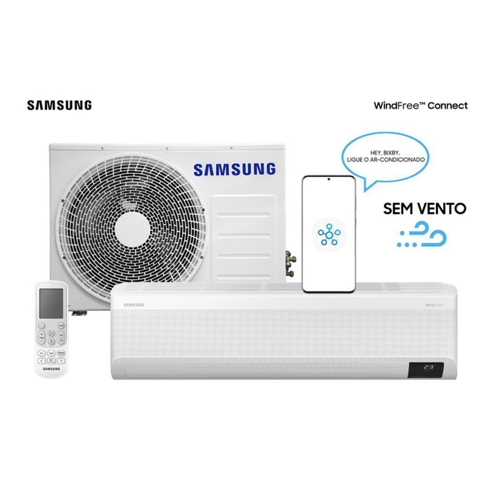 Ar Condicionado Split Inverter Samsung WindFree Connect Sem Vento 18000 BTU/h Frio AR18BVFAAWKNAZ - 