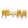 Conjunto Luna 2 Poltronas de 1 Lugar e 1 poltrona de 2 lugares Braço Madeira DSalla Suede Amarelo - 1