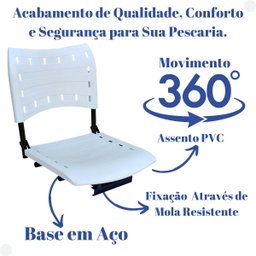Cadeira para Barco Giratória Prática Dobrável Branca - 6