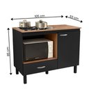 Ver imagem 4 de Balcão Cozinha Cooktop Blane 105cm com 1 Porta e 1 Gaveta Preto/freijo