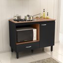 Ver imagem 2 de Balcão Cozinha Cooktop Blane 105cm com 1 Porta e 1 Gaveta Preto/freijo