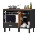 Ver imagem 3 de Balcão Cozinha Cooktop Blane 105cm com 1 Porta e 1 Gaveta Preto/freijo