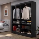 Ver imagem 2 de Guarda-roupa Solteiro 4 Portas Jacob 135 Cm - Preto