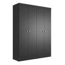 Ver imagem 5 de Guarda-roupa Solteiro 4 Portas Jacob 135 Cm - Preto