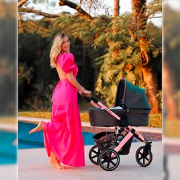 Carrinho de Bebê Esportivo para Passeio Salsa 3 Edição Luxo Preto e Rosa Dourado 3 Rodas ABC - 10