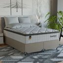 Ver imagem 1 de Cama Box Casal Bipartido + Colchão Comfort Class Pillow Top Branco/suede Bege