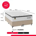 Ver imagem 4 de Cama Box Casal Bipartido + Colchão Comfort Class Pillow Top Branco/suede Bege