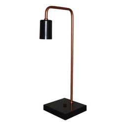 Abajur Luminaria De Mesa na cor Preto com Cobre - Ideal para escritório, sala, quarto, home office - 3