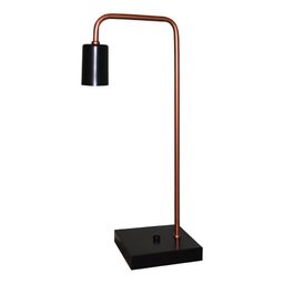 Abajur Luminaria De Mesa na cor Preto com Cobre - Ideal para escritório, sala, quarto, home office - 2