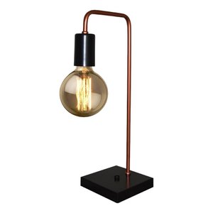 Abajur Luminaria De Mesa na cor Preto com Cobre - Ideal para escritório, sala, quarto, home office