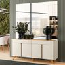 Buffet Aros 4 Portas Pés Madeira Maciça Mavaular Naturalle/off White - 7