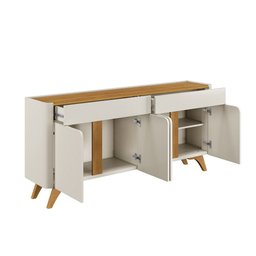 Buffet Aros 4 Portas Pés Madeira Maciça Mavaular Naturalle/off White - 3