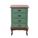 Ver imagem 2 de Mesa de Cabeceira 4 Gavetas Pés Luiz Xv - Verde Kalle com Tampo e Base Castanho Envelhecido -