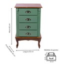 Ver imagem 4 de Mesa de Cabeceira 4 Gavetas Pés Luiz Xv - Verde Kalle com Tampo e Base Castanho Envelhecido -