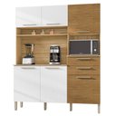 Ver imagem 1 de Armário de Cozinha Compacta 160cm Montreal K02 Freijó/Gris/Ripado - Mpozenato