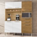 Ver imagem 2 de Armário de Cozinha Compacta 160cm Montreal K02 Freijó/Gris/Ripado - Mpozenato