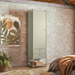 Guarda-roupa Closet Industrial Olivar 1 Porta 2 Gavetas 54cm - Off White - 2