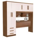 Ver imagem 5 de Guarda Roupa Casal com Cabeceira Baú 5 Portas e 3 Gavetas México Mel com Off White - Rud Rack