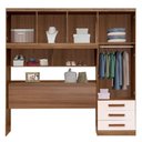 Ver imagem 4 de Guarda Roupa Casal com Cabeceira Baú 5 Portas e 3 Gavetas México Mel com Off White - Rud Rack