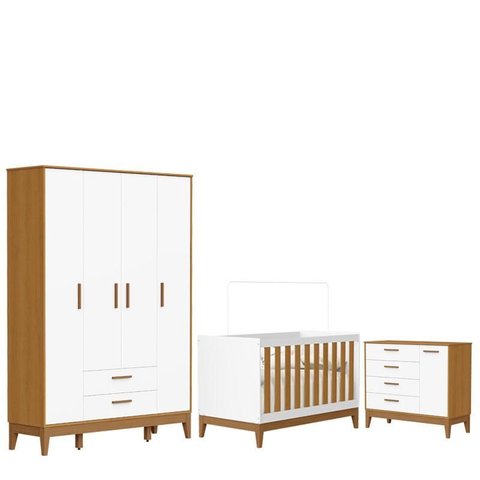 Quarto de Bebê Flip com Cômoda Sapateira Branco Acetinado Savana - Reller