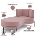 Ver imagem 3 de Sofá Chaise Longue Sala de Estar Living Lucca Esquerdo D02 Veludo Rosê C-305 - Lyam Decor