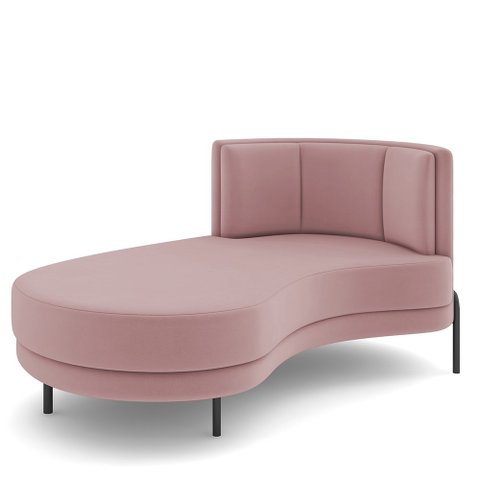 Sofá Chaise Longue Sala de Estar Living Lucca Esquerdo D02 Veludo Rosê C-305 - Lyam Decor