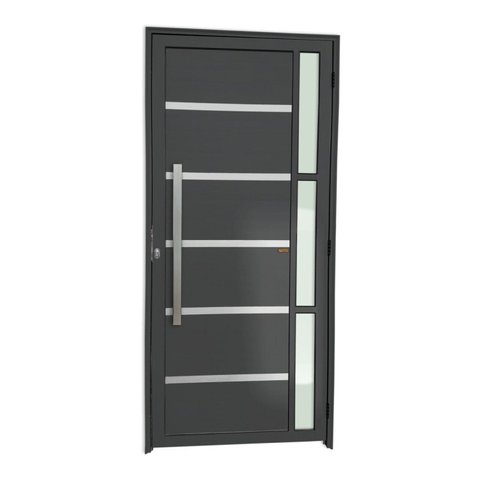 Porta Lambril Miraggio com Puxador Super 25 210cm x 100cm Brimak Abertura Esquerda Cinza